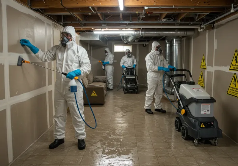 Basement Moisture Removal and Structural Drying process in Fyffe, AL